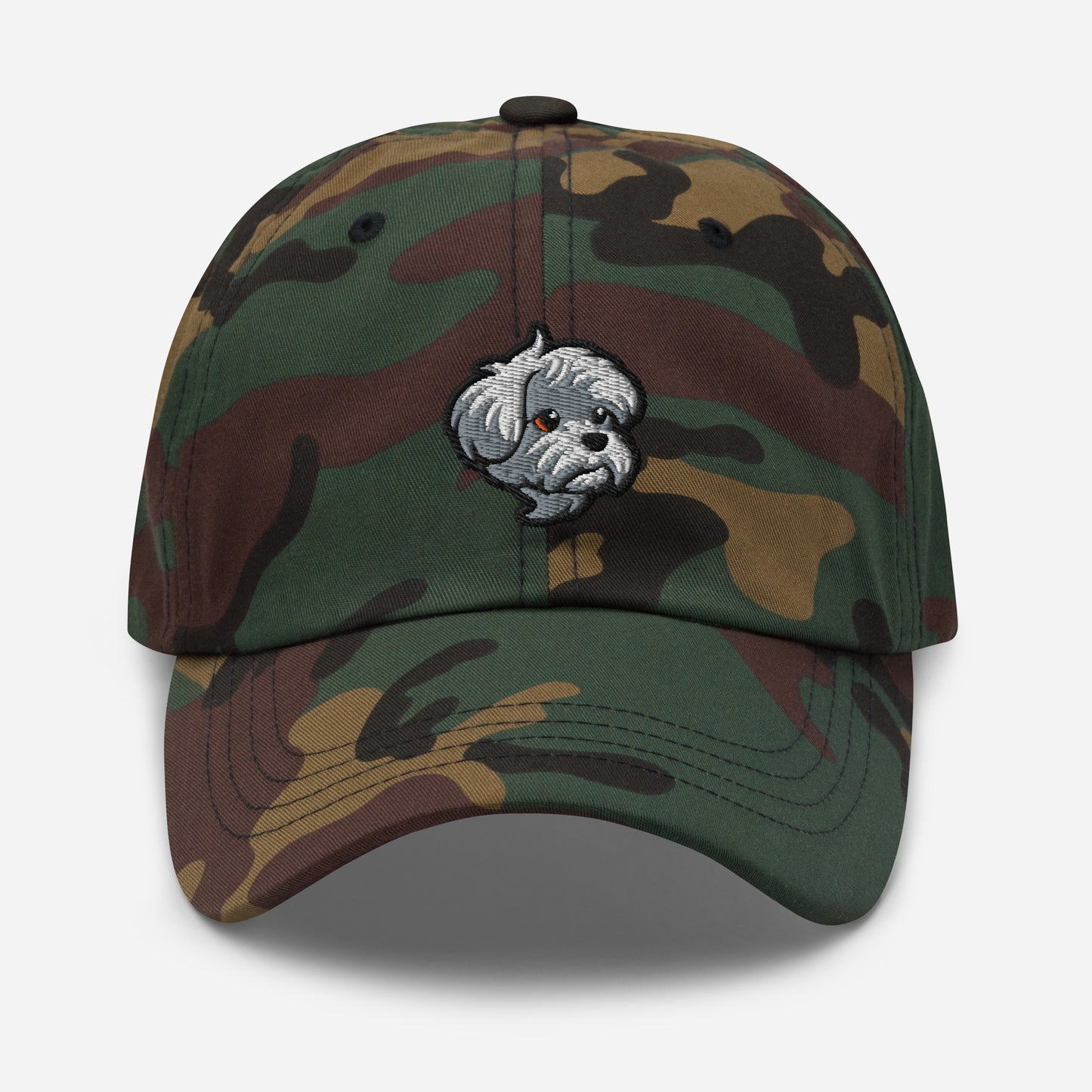 Maltese Dad Hat in White, Black, and Gray