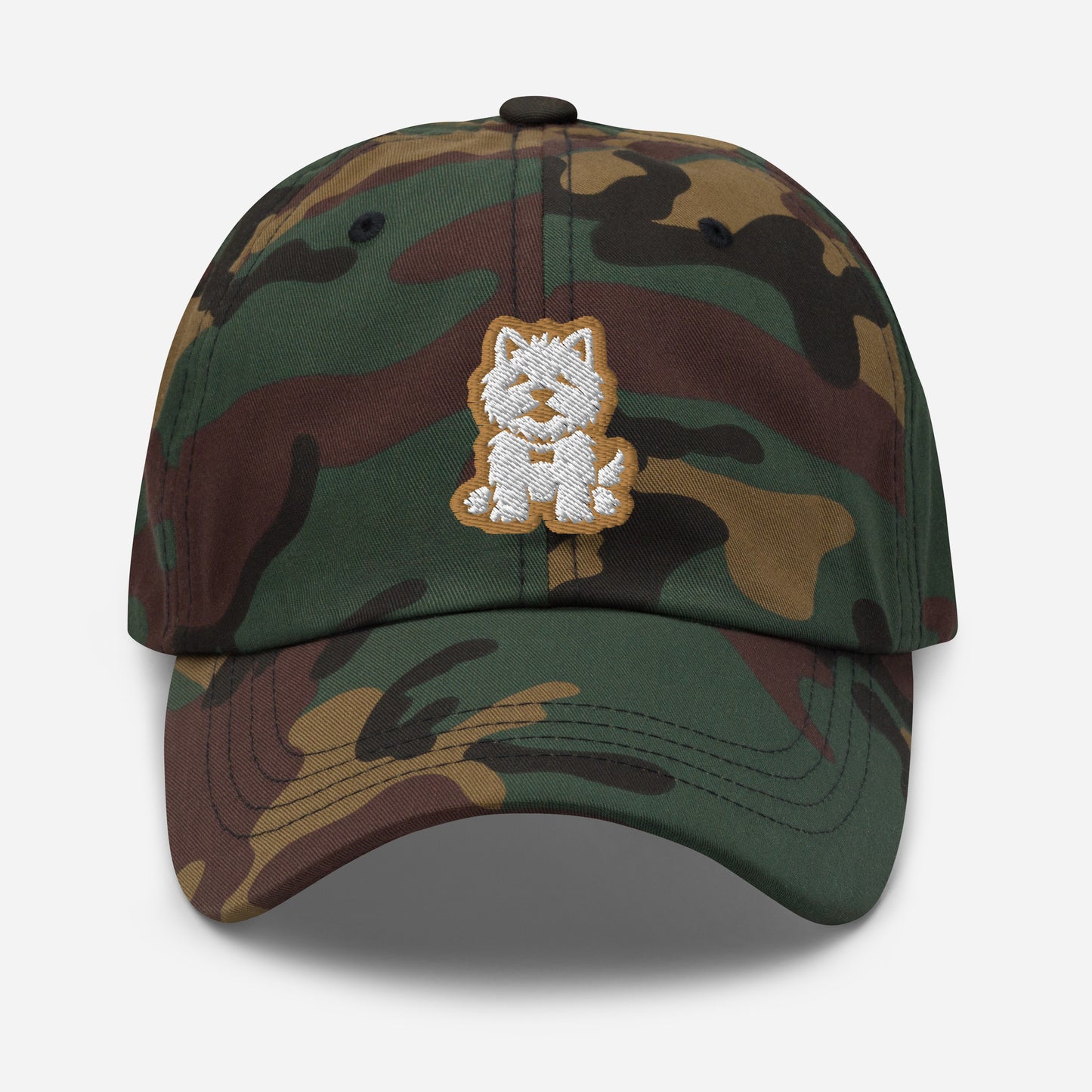 Westie Dad Hat in Gold and White