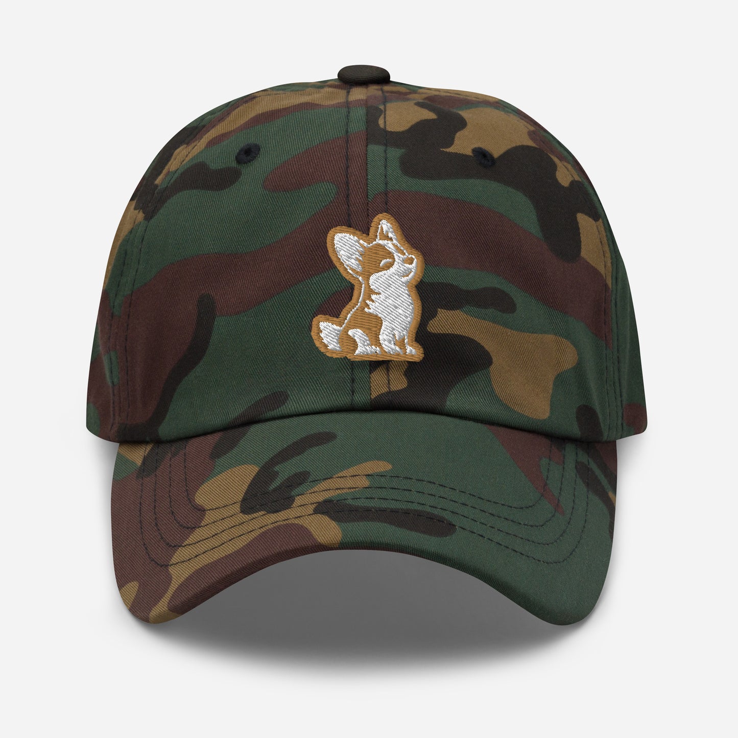 Corgi Dad Hat in Gold and White