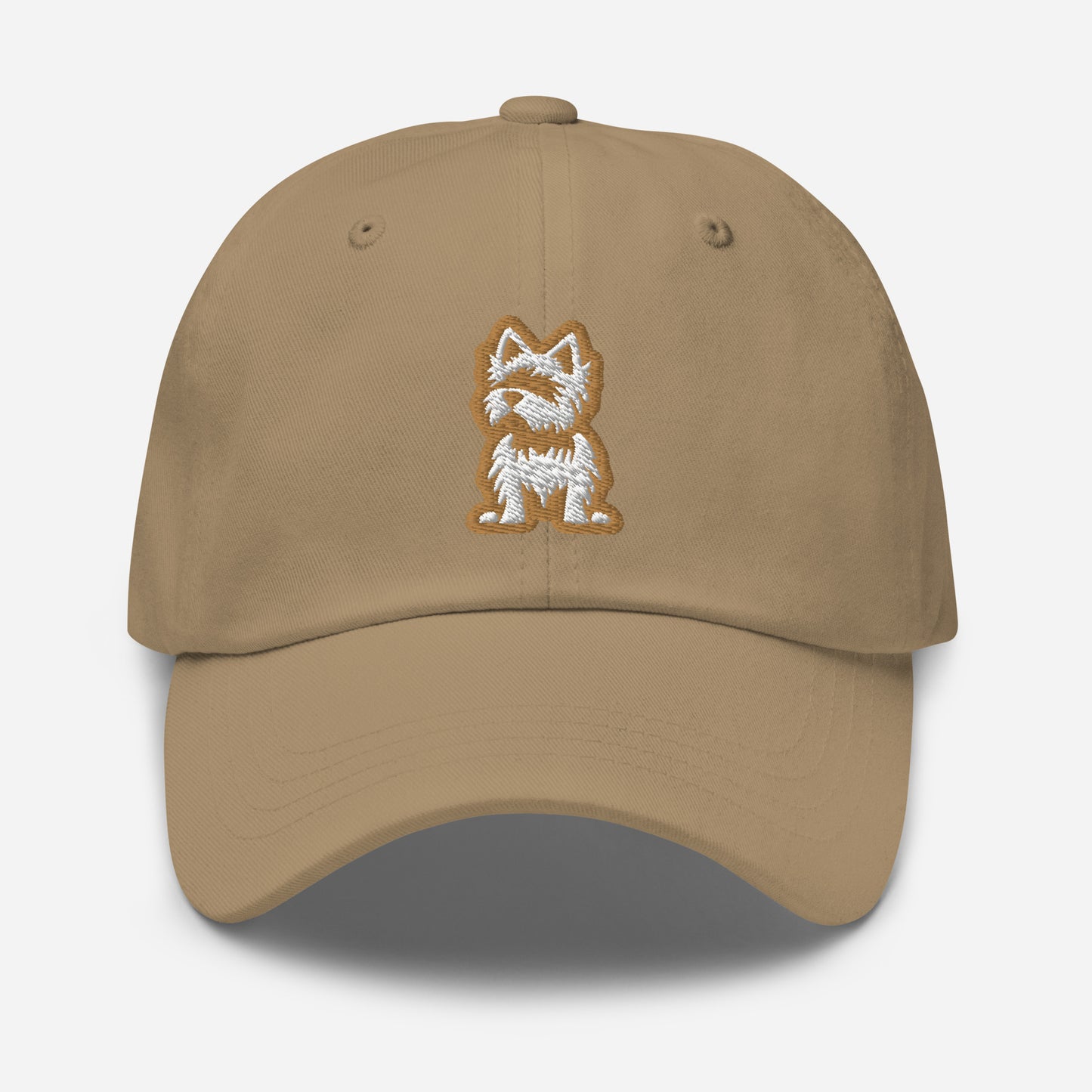 Yorkie Dad Hat in Gold and White