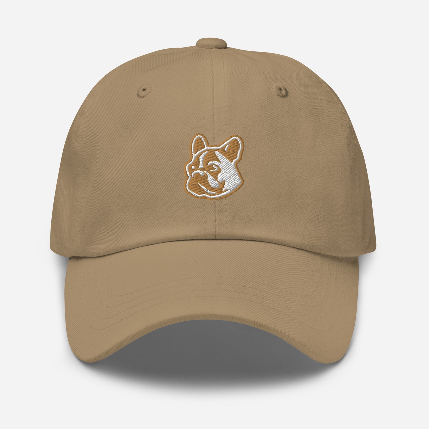 French Bulldog Dad Hat in Gold and White