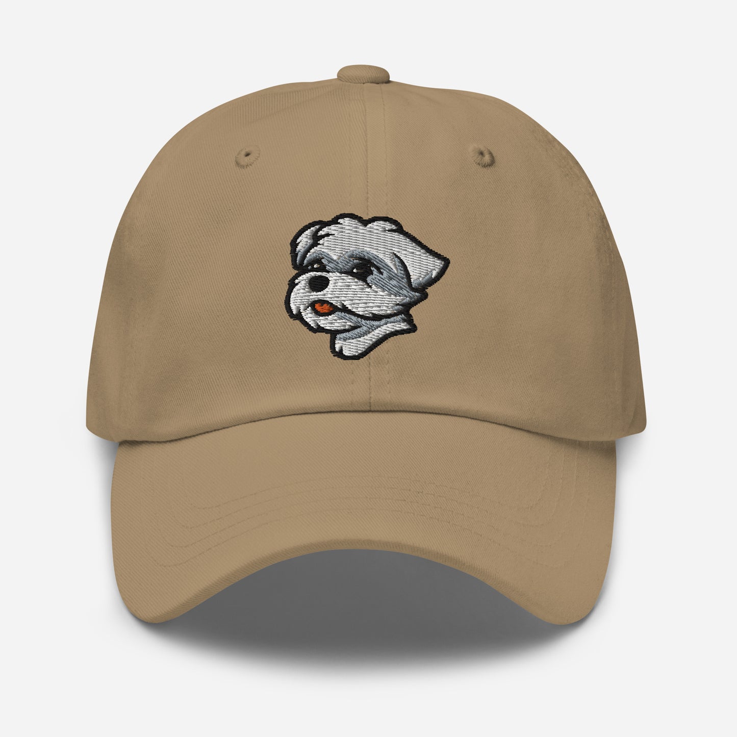 Maltese Dad Hat in White, Gray, and Pink