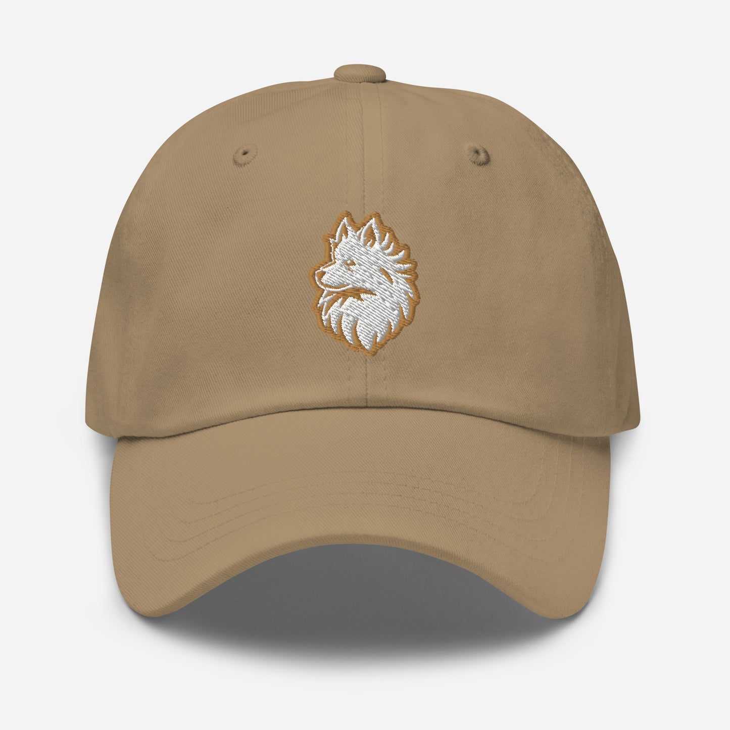 Pomeranian Dad Hat in Gold and White