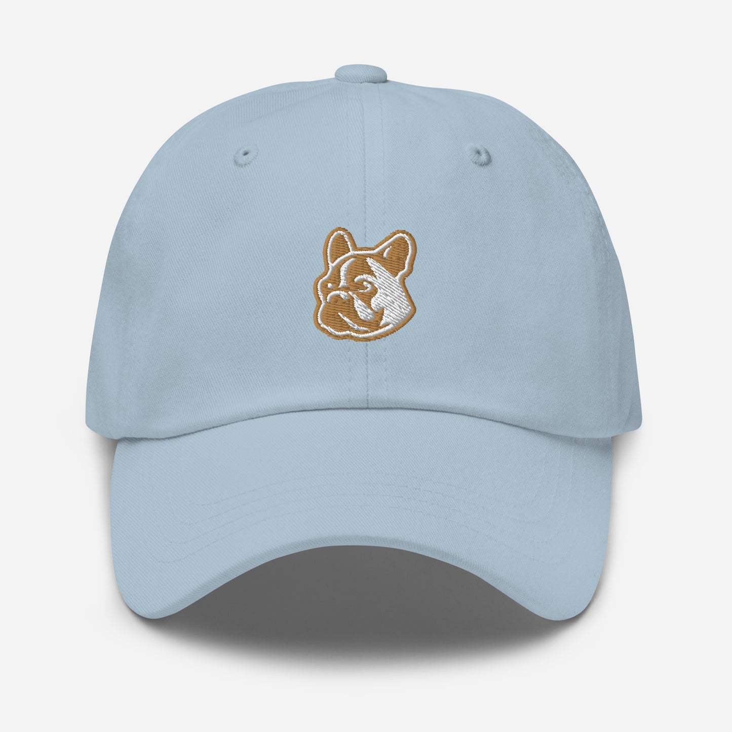 French Bulldog Dad Hat in Gold and White