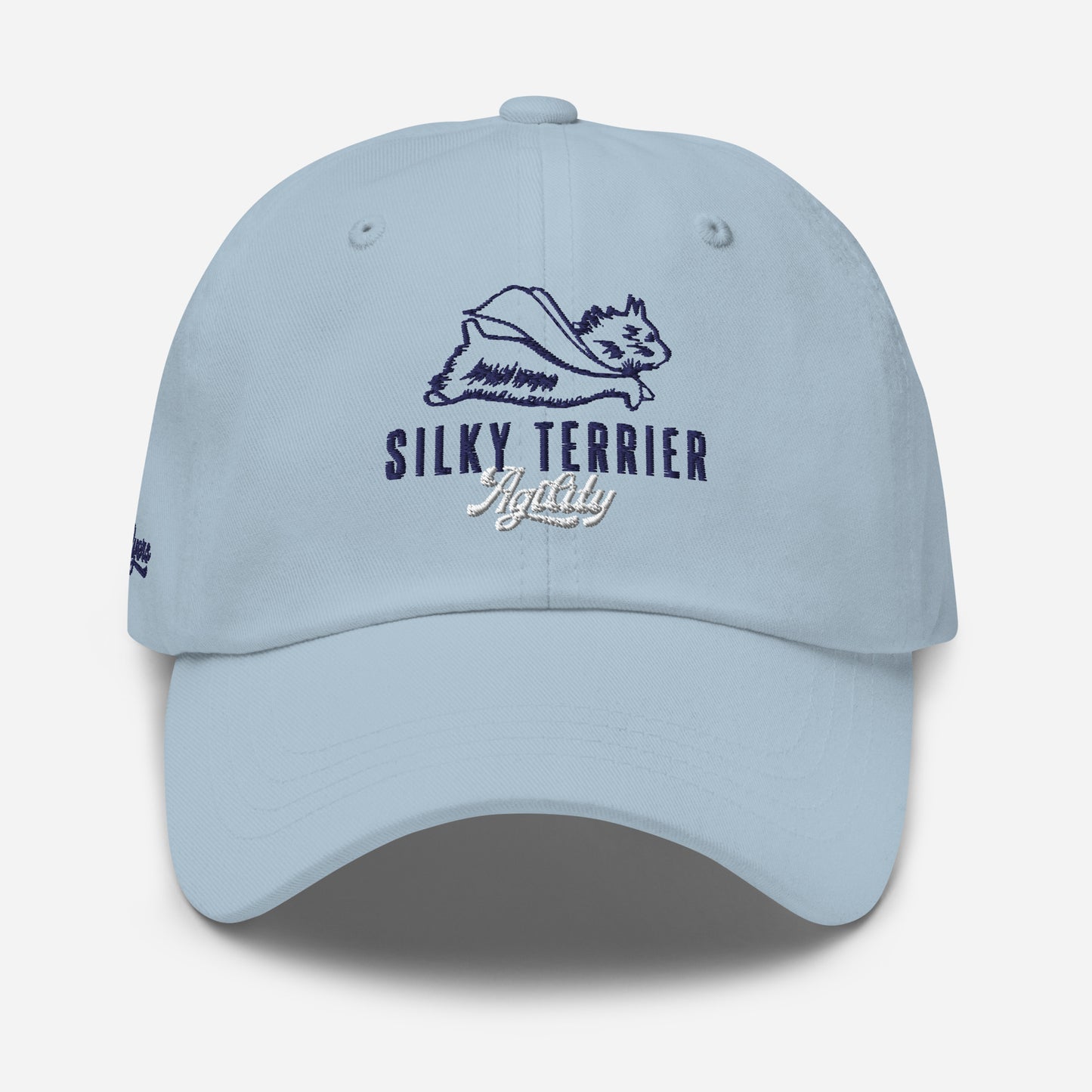 Silky Terrier Dad Hat - Custom Design - Navy/White Stitching