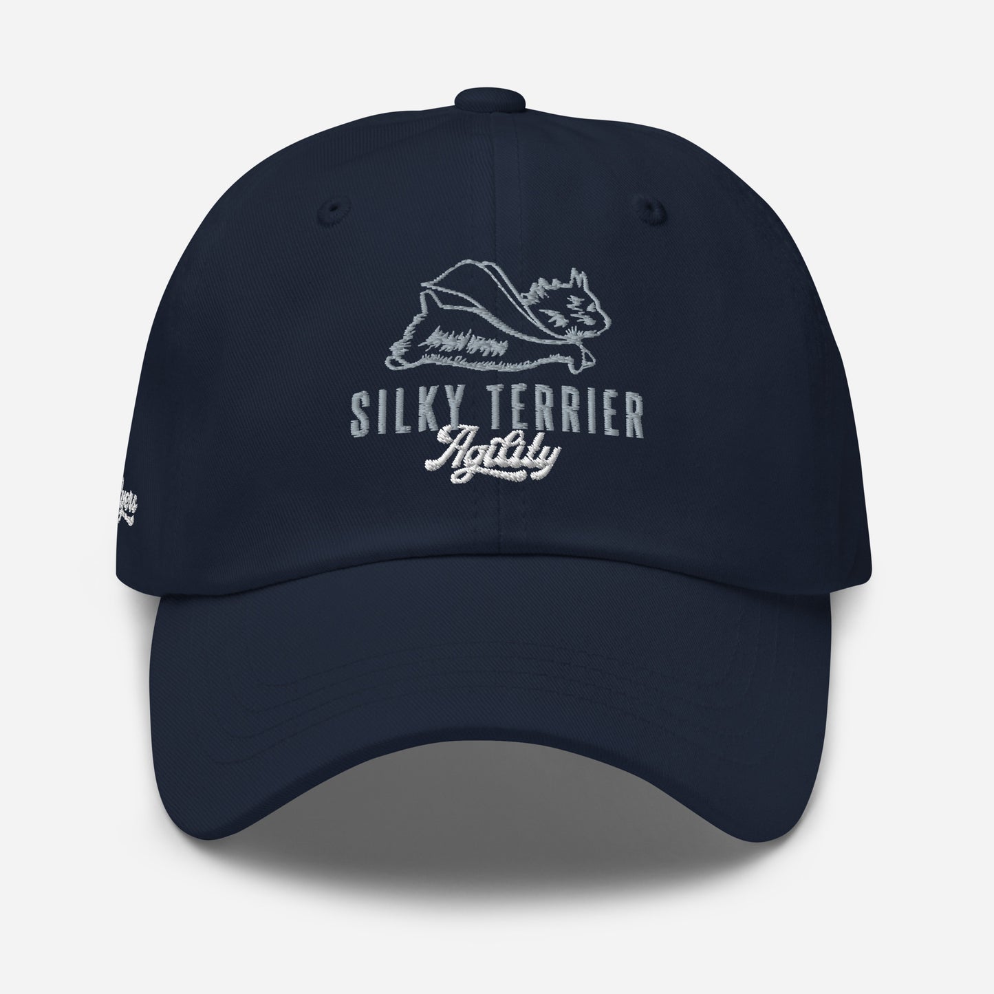 Silky Terrier Dad Hat - Custom Design - Gray/White Stitching