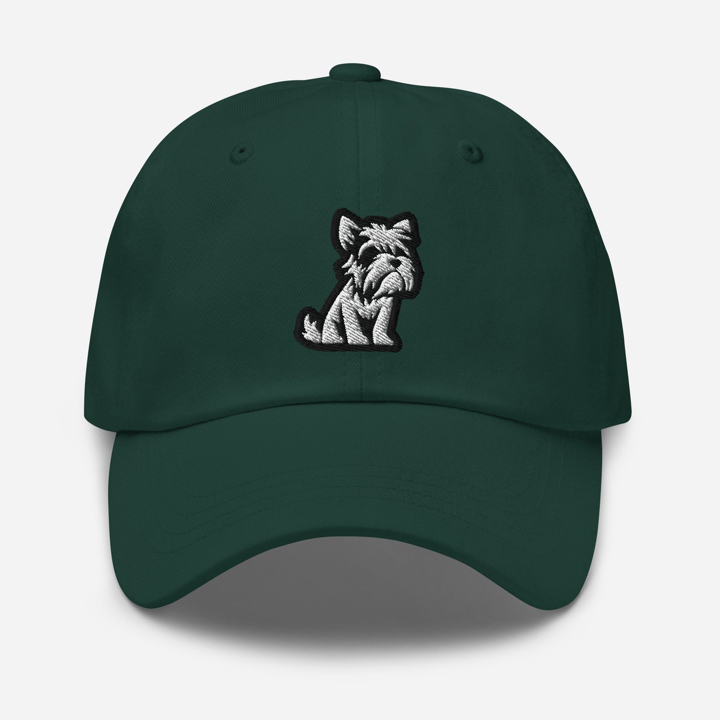 Schnauzer Style Dad Hat in Black and White