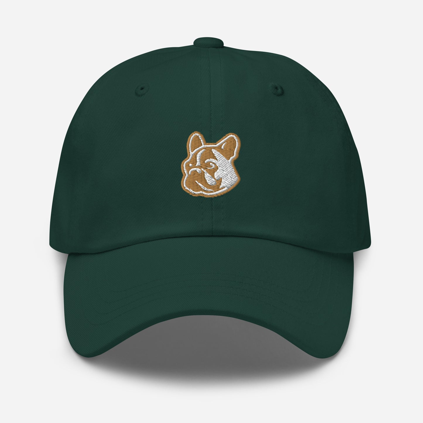 French Bulldog Dad Hat in Gold and White