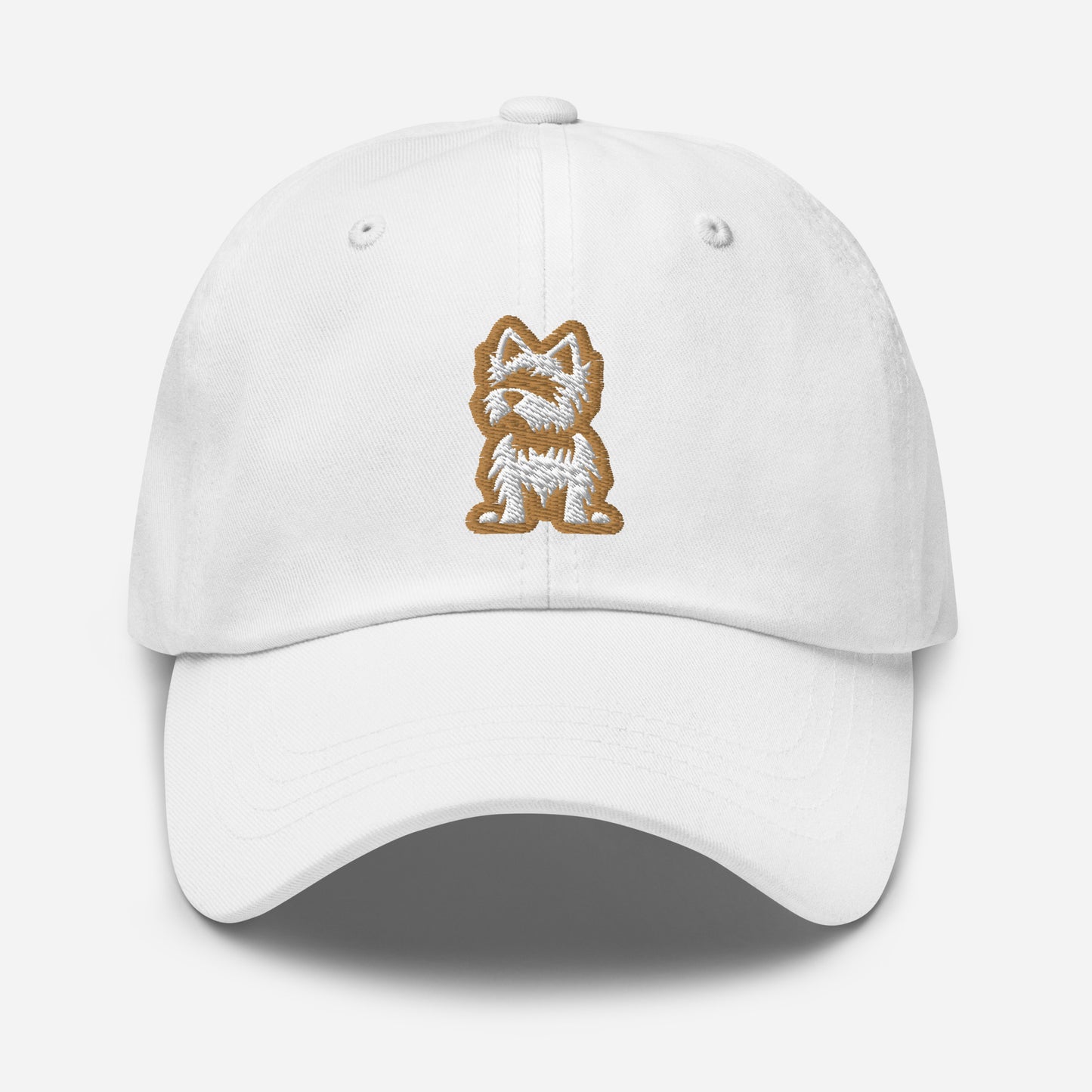 Yorkie Dad Hat in Gold and White