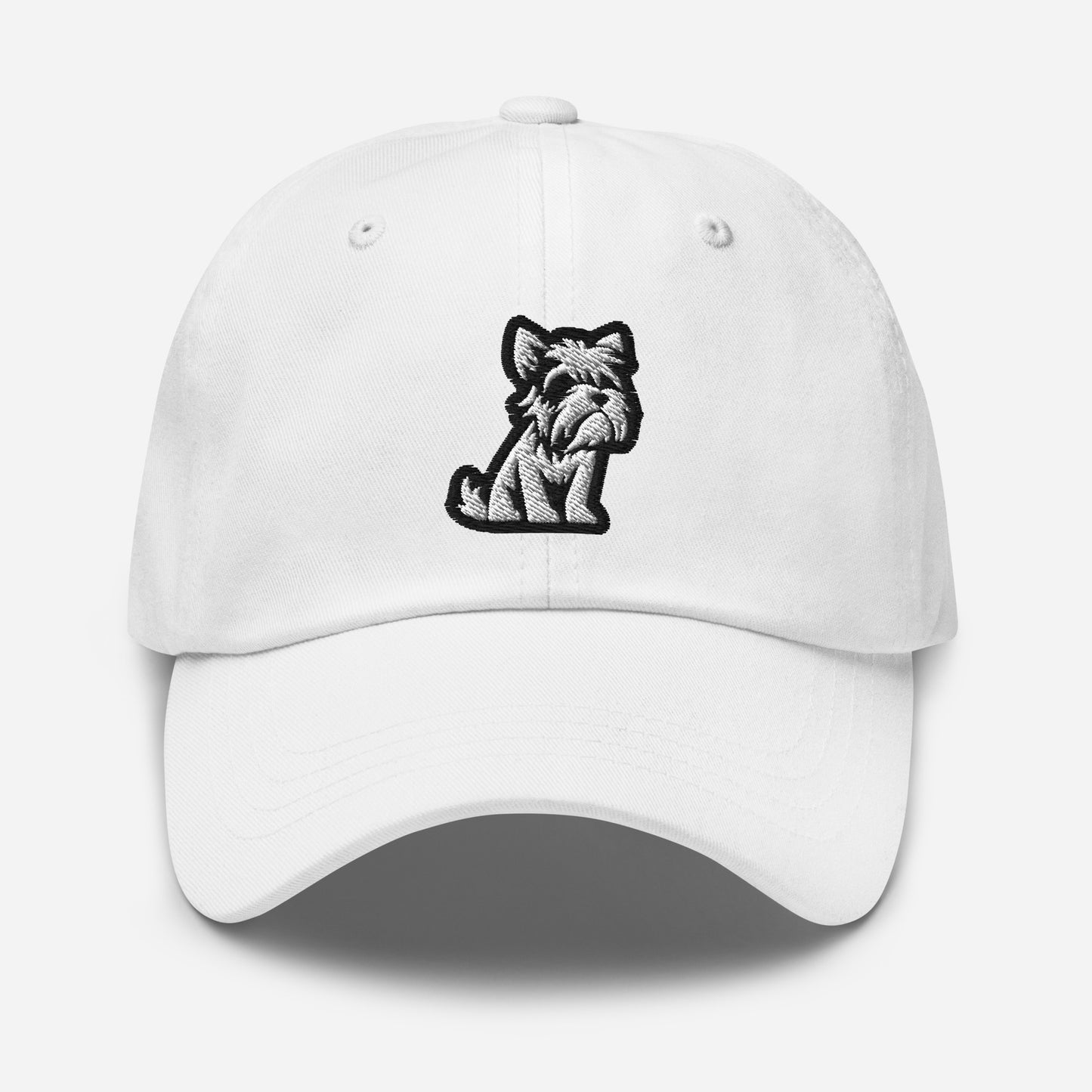 Schnauzer Style Dad Hat in Black and White