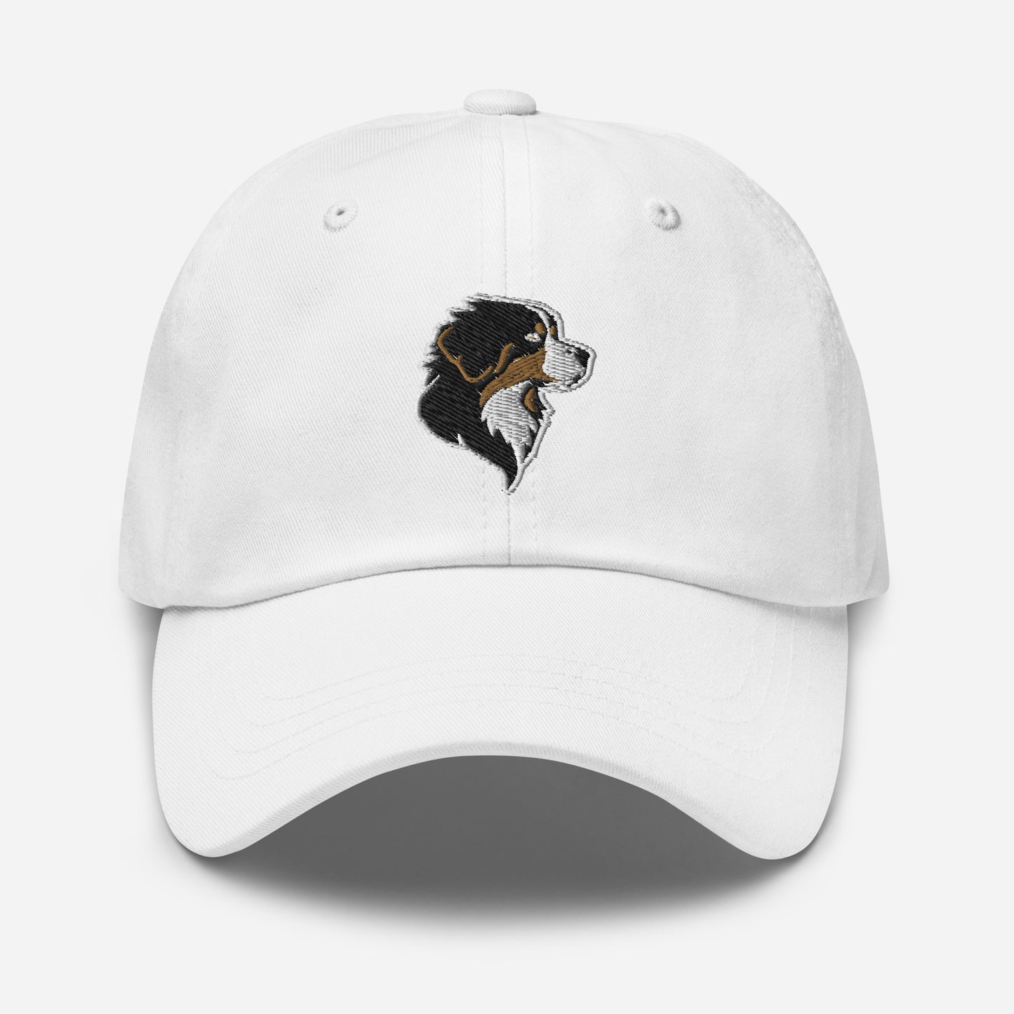 Bernese Mountain Dog Dad Hat in Gold, Black, and White