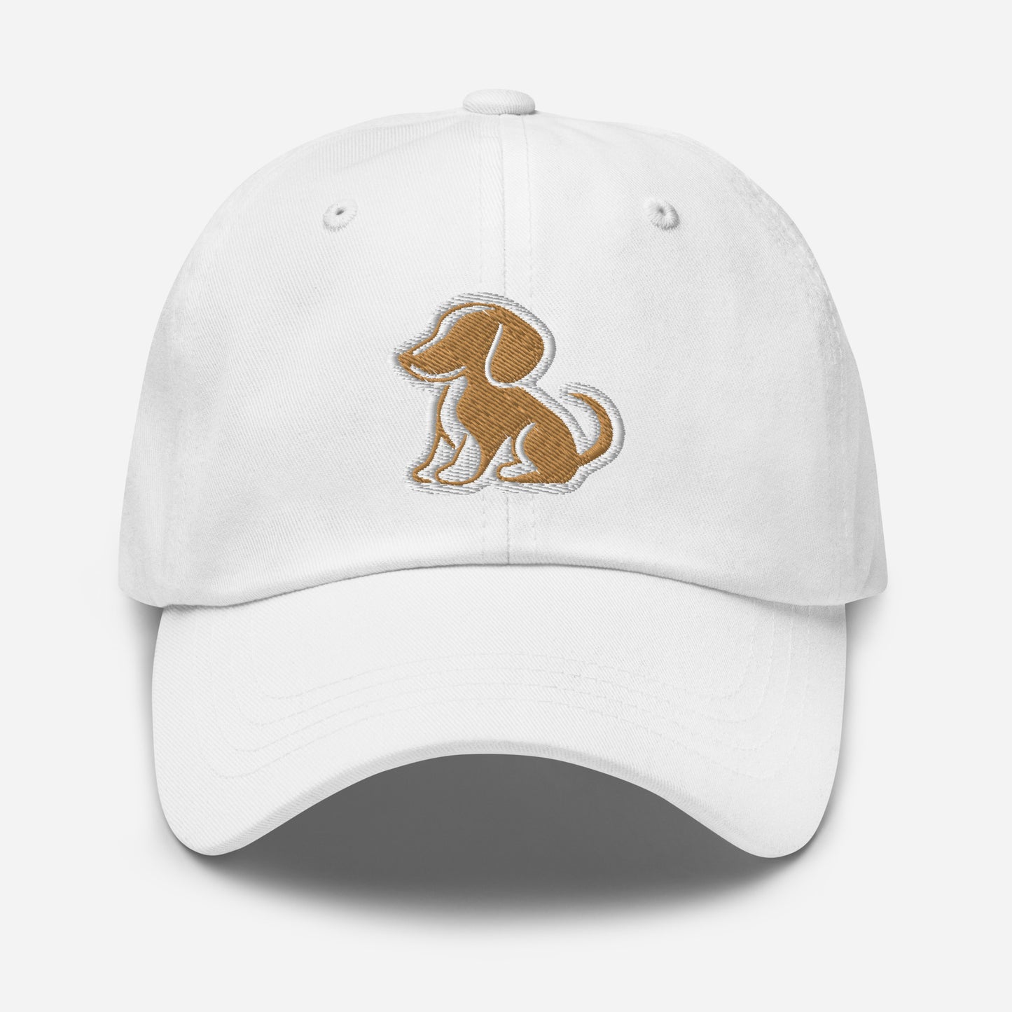 Dachshund Dad Hat in Gold and White