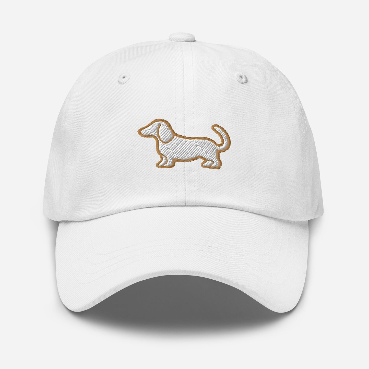 Dachshund Dad Hat in Gold and White