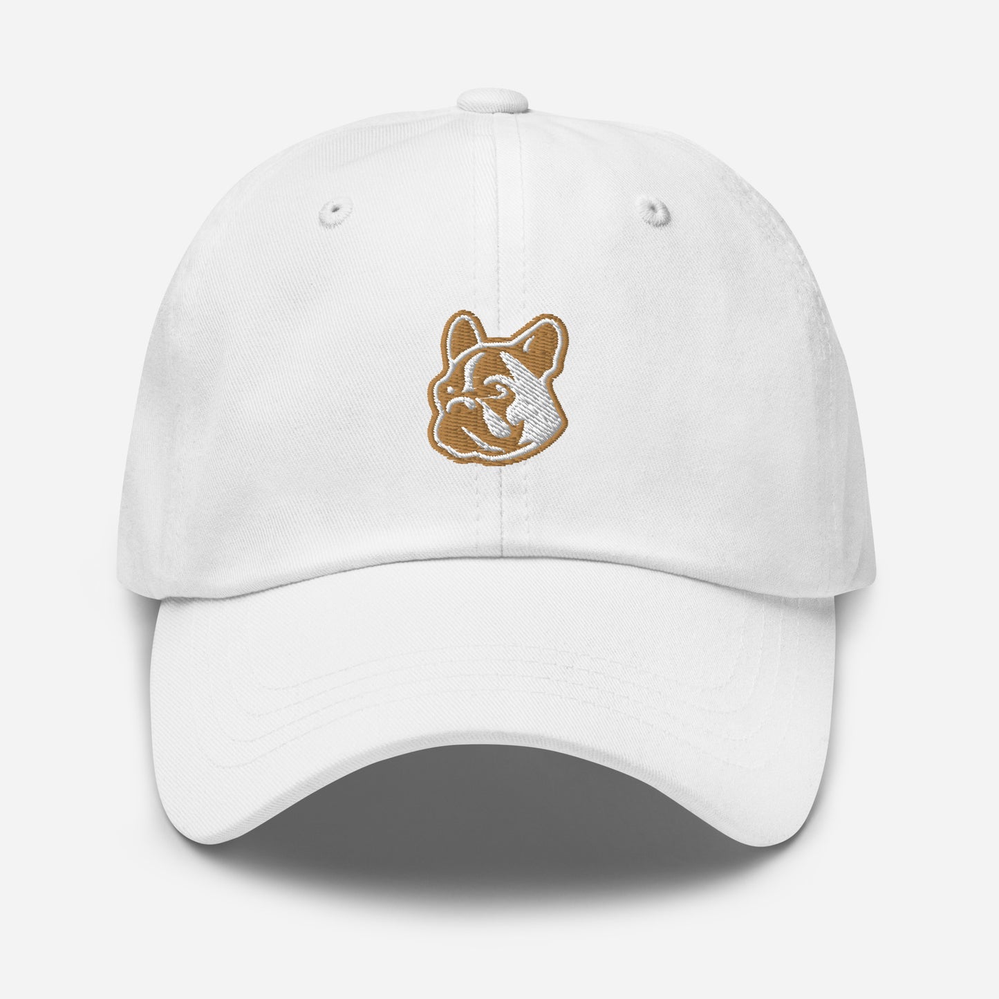 French Bulldog Dad Hat in Gold and White