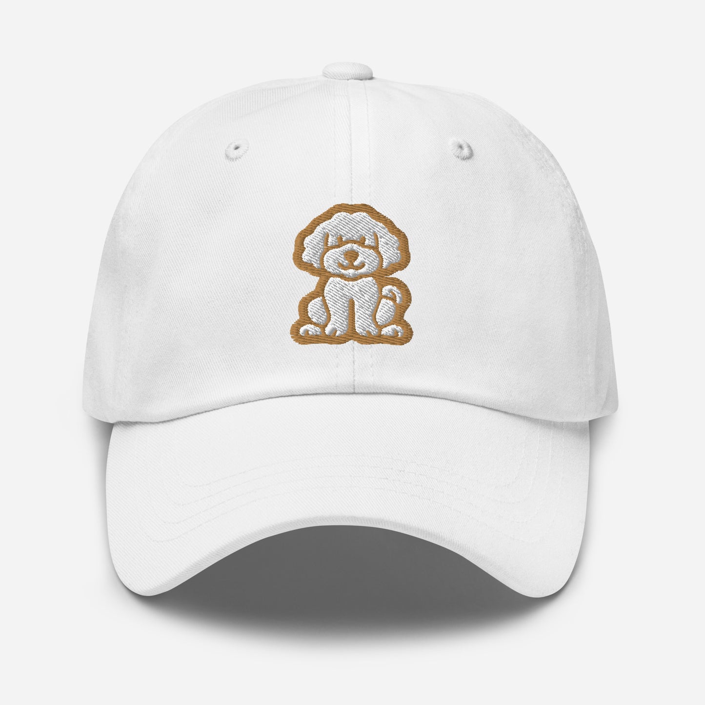 Cavapoo Dad Hat in White and Gold