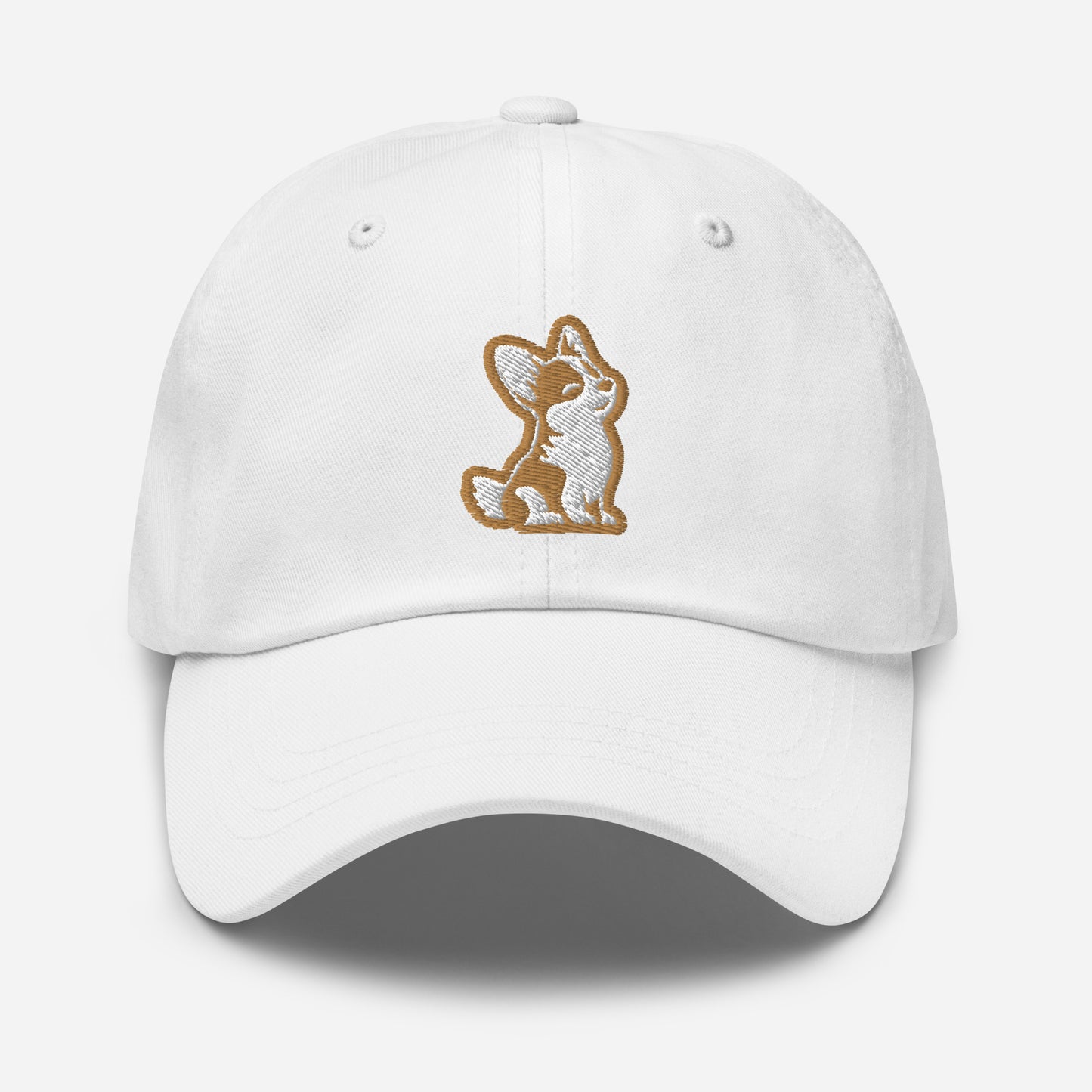 Corgi Dad Hat in Gold and White