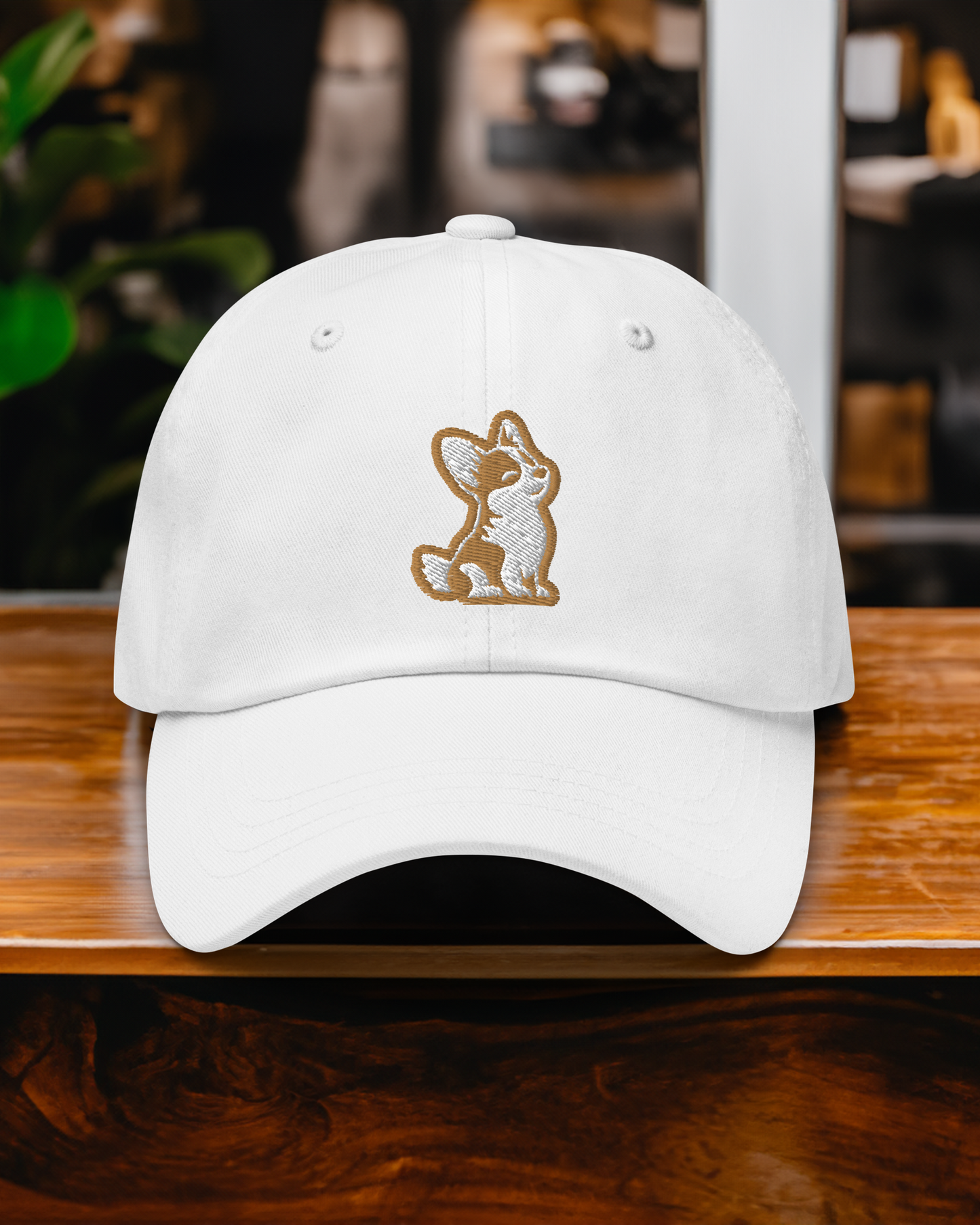 Corgi Dad Hat in Gold and White