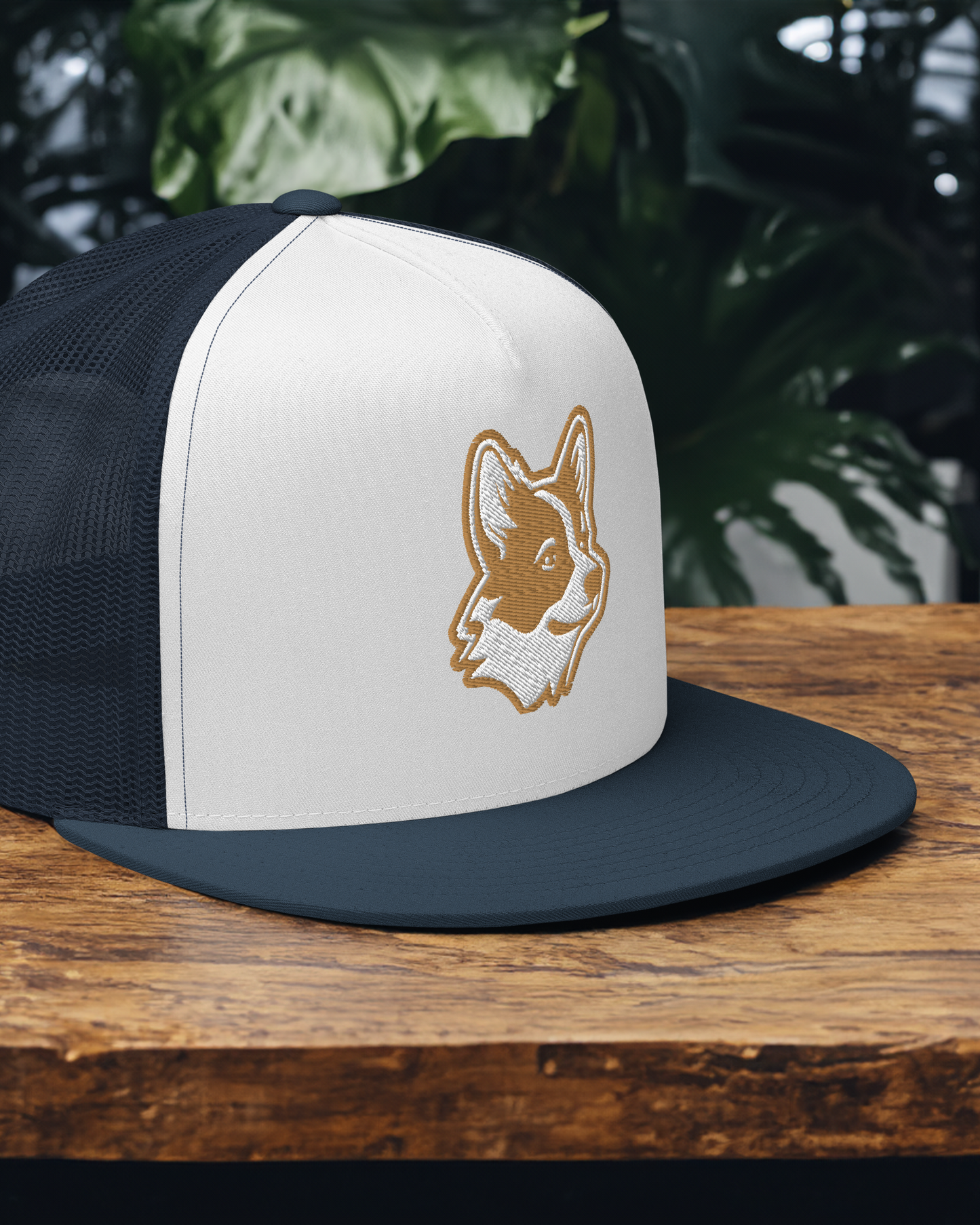 Pembroke Welsh Corgi Trucker Cap in Gold and White