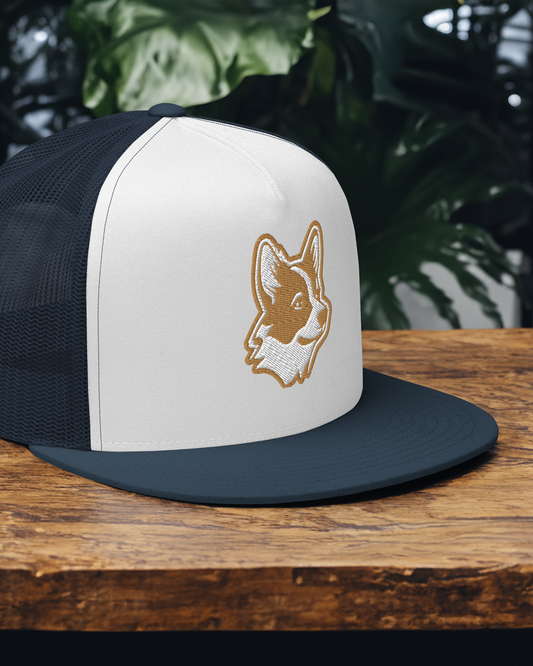 Pembroke Welsh Corgi Trucker Cap in Gold and White