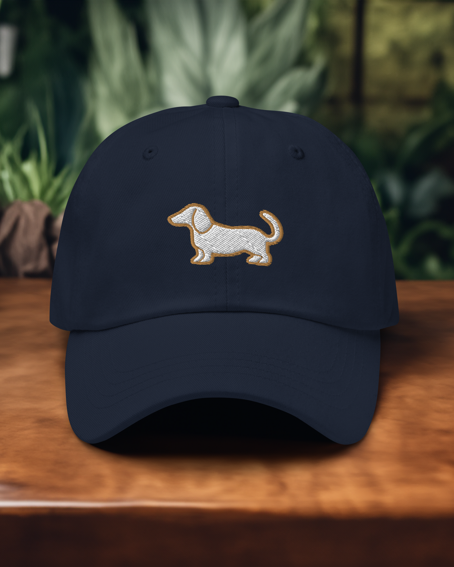 Dachshund Dad Hat in Gold and White