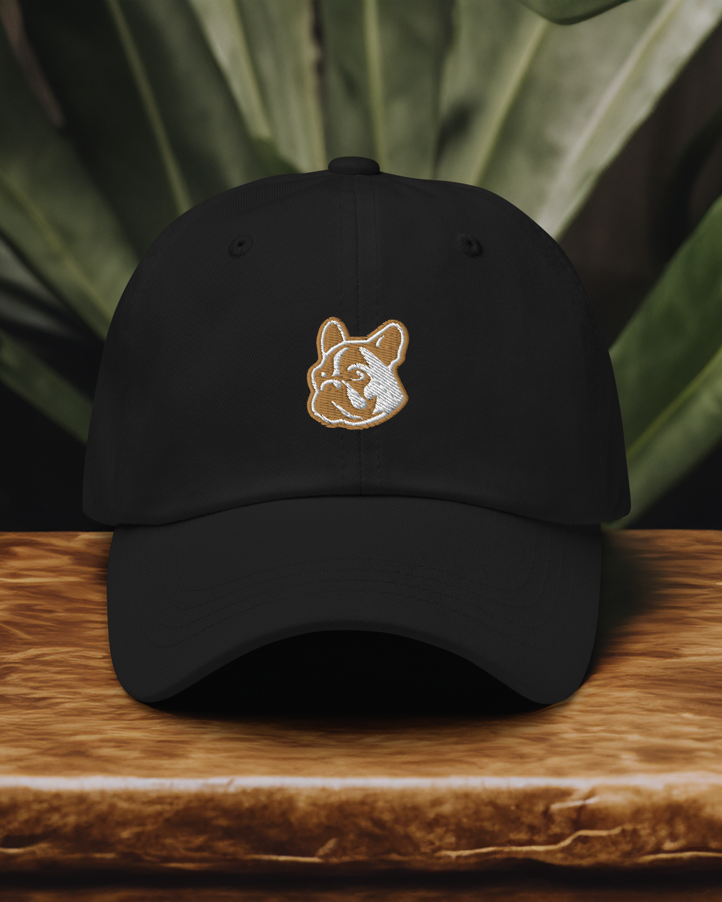 French Bulldog Dad Hat in Gold and White