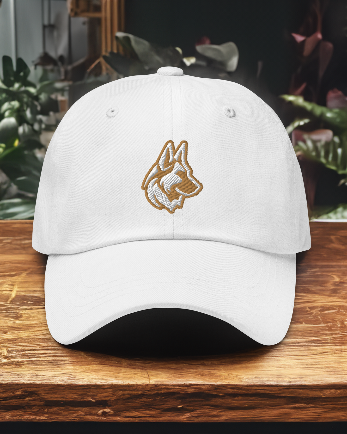 German Shepherd Dad Hat in Gold and White