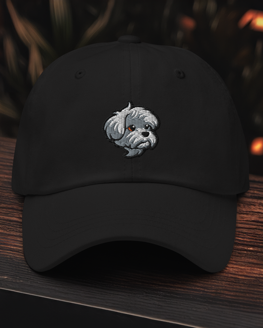 Maltese Dad Hat in White, Black, and Gray