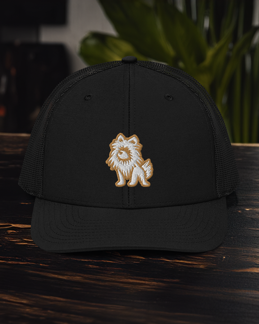 Pomeranian Trucker Cap in Gold and White