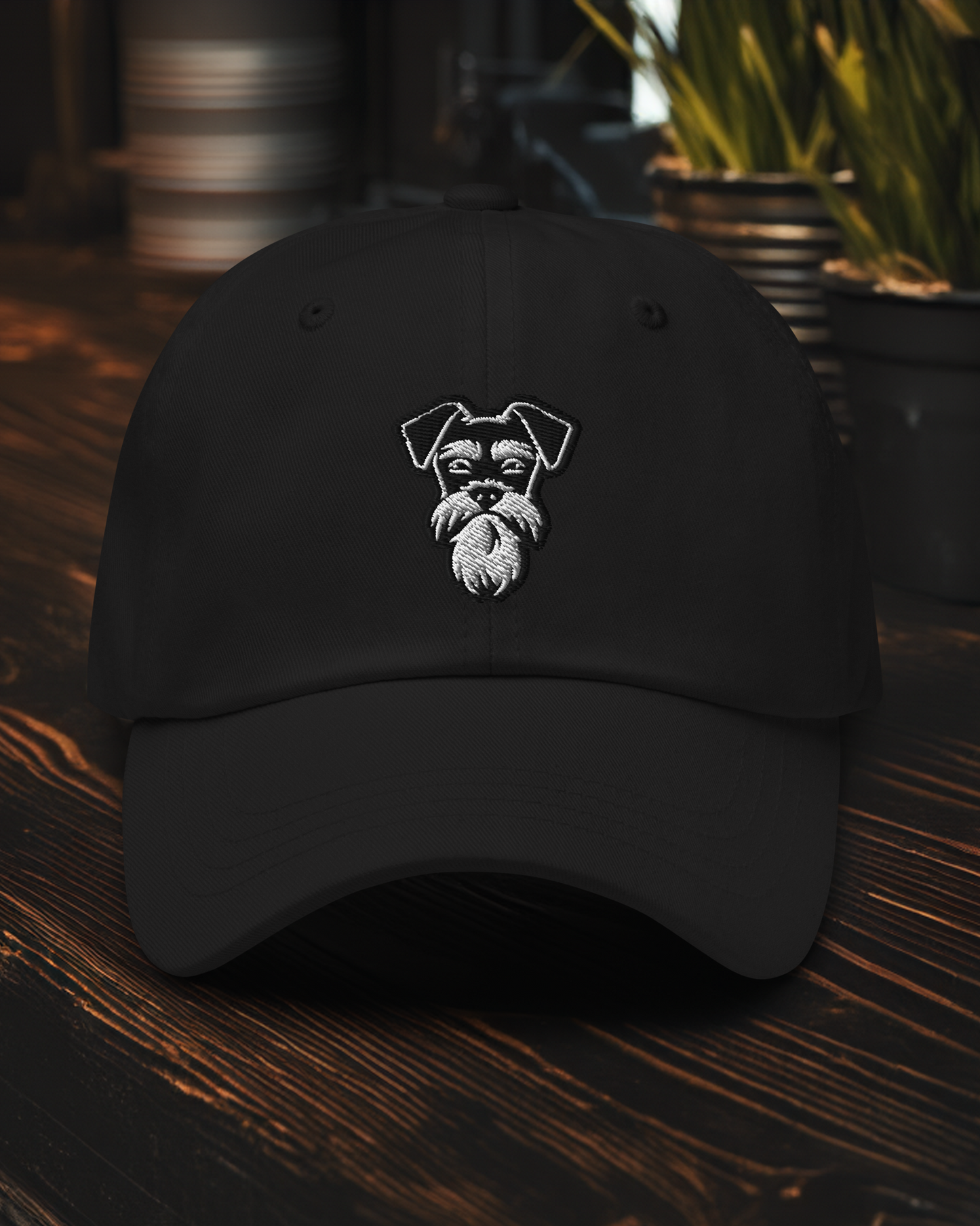 Stylish Schnauzer Dad Hat in Black and White