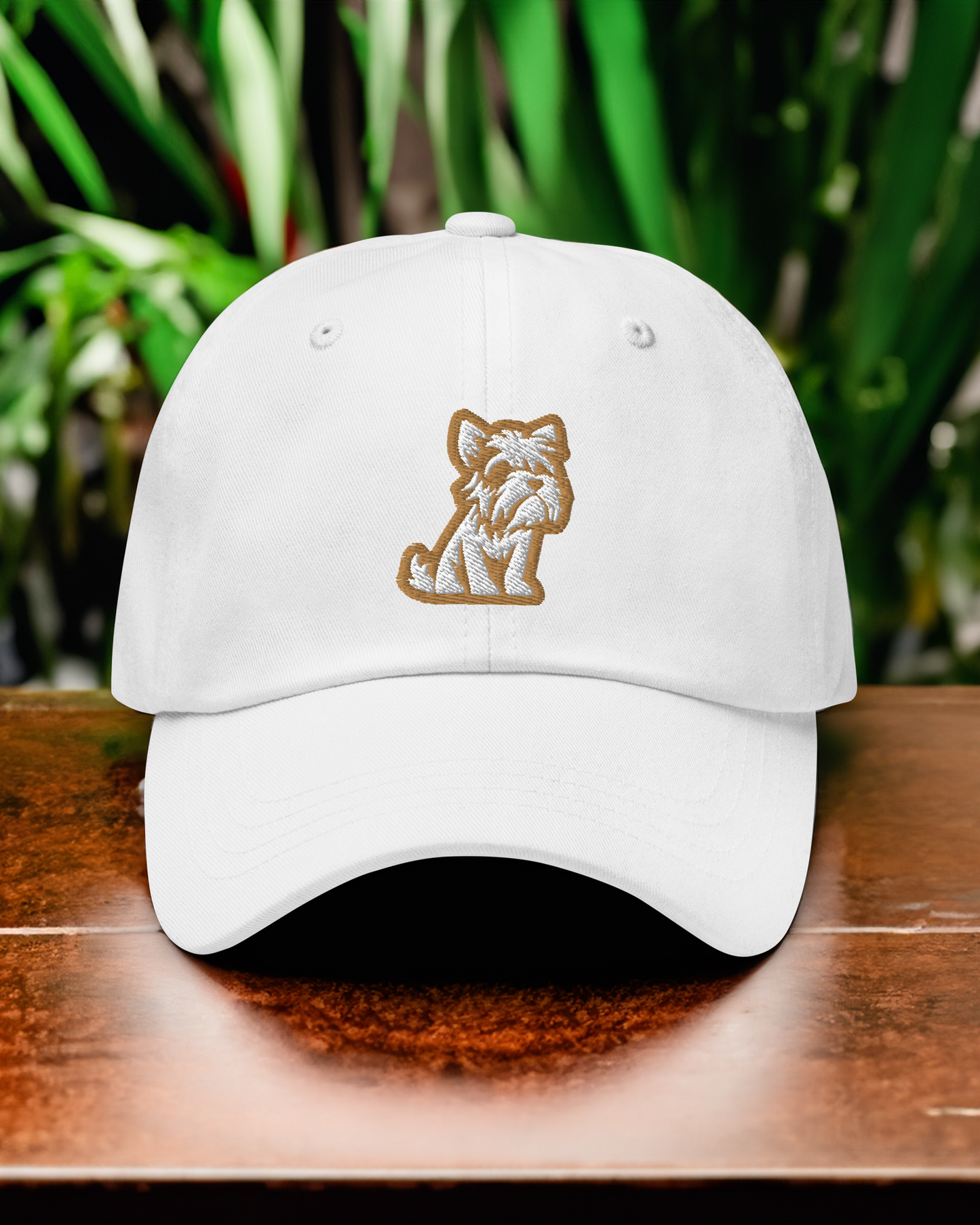 Schnauzer Dad Hat in Gold and White