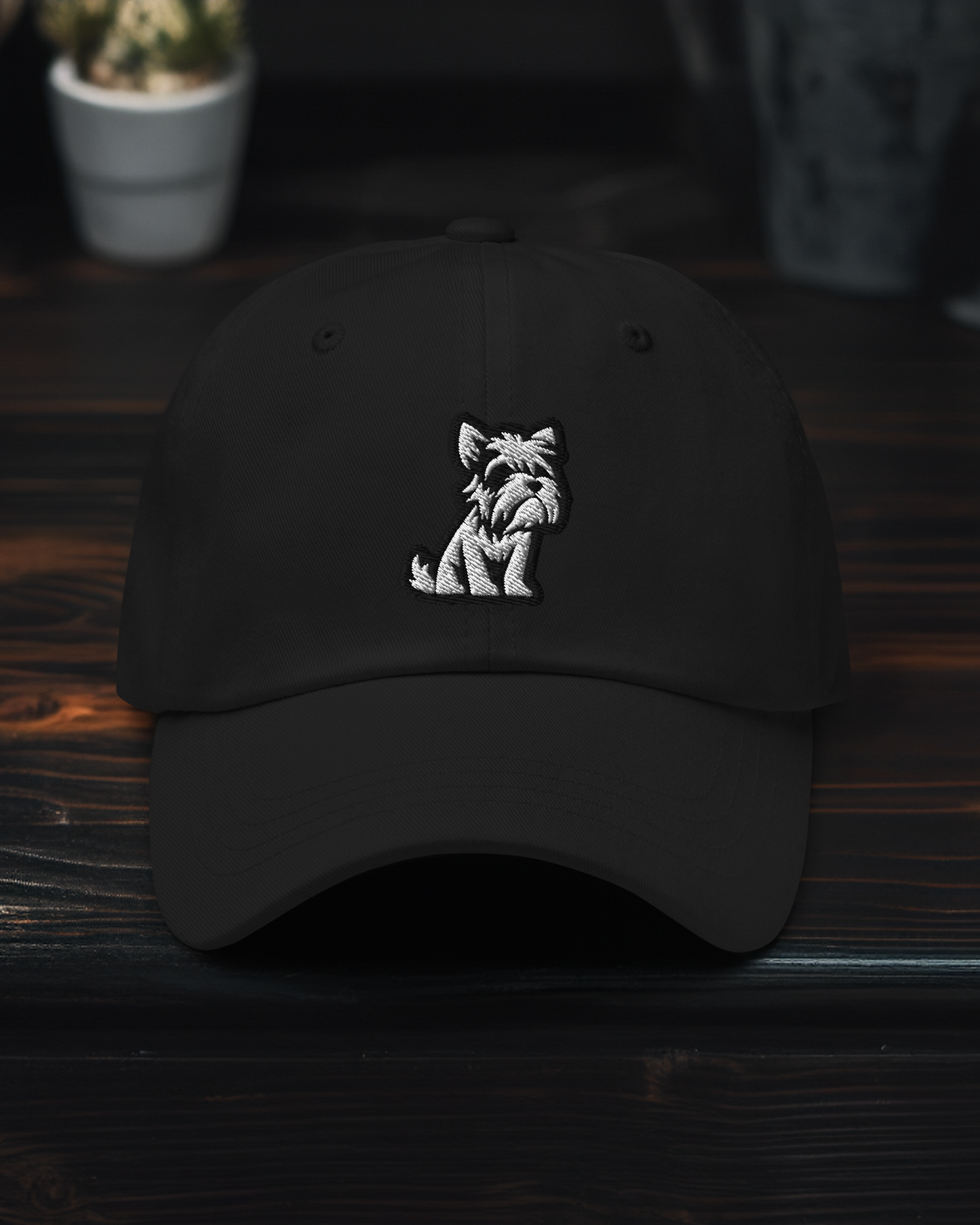 Schnauzer Style Dad Hat in Black and White