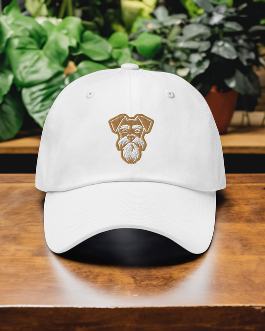 Schnauzer Dad Hat in Gold and White