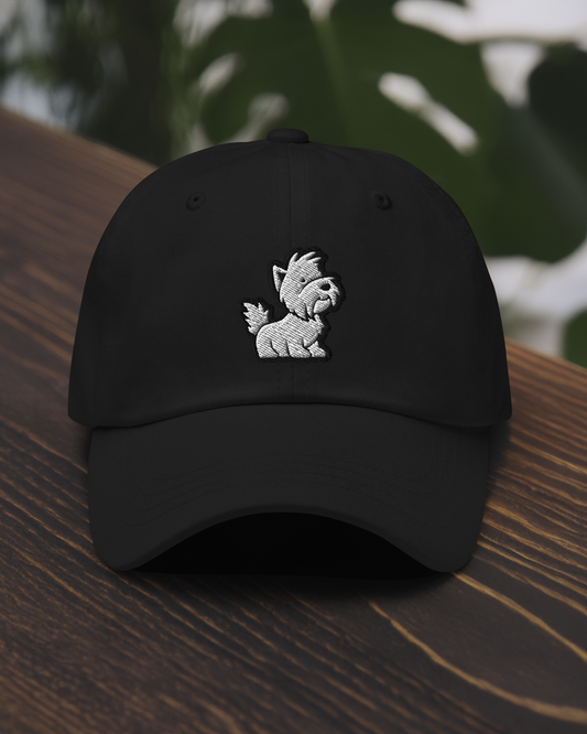 Westie Dad Hat in Black and White