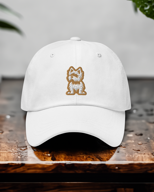 Yorkie Dad Hat in Gold and White